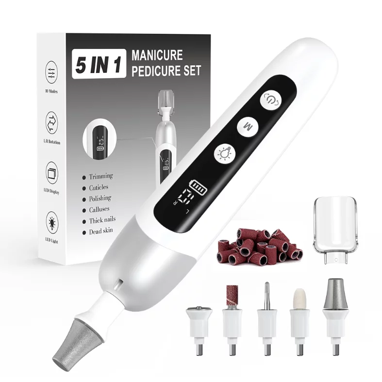 Professional Manicure Pedicure Kit Cordless Electric Nail File Set Nail Drill Machine Професійний набір для манікюру і педикюру Бездротовий набір електричних пилок для нігтів
